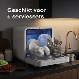 Skoov Mini Vaatwasser met waterreservoir - 3 couverts - 6 wasprogramma's - Extra stil - Kleine smalle vrijstaande afwasmachine - Camping - Wit — thumbnail 13