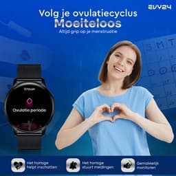 Evy24 Smartwatch Pro 42mm - Smartwatch Dames - Horloge met Belfunctie - Sporthorloge Dames - AMOLED - Bloeddrukmeter - Stappenteller - Android en iOS - Zwart — thumbnail 6