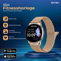 Evy24 Smartwatch Pro 42mm - Smartwatch Dames - Horloge met Belfunctie - Sporthorloge Dames - AMOLED - Bloeddrukmeter - Stappenteller - Android en iOS - Roségold — thumbnail 3