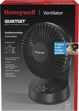 Tafelventilator stil – oscillerende bureauventilator met 5 snelheden en timer – zwart — thumbnail 2