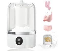 Draagbare mini-wasmachine voor ondergoed, sokken en bh's – 2 standen (5 min normaal / 10 min krachtig), 3000 mAh accu, lekdicht, compact voor thuis en op reis