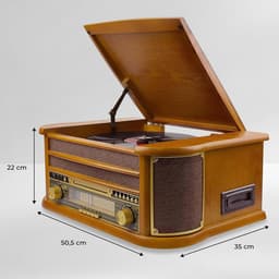 SNJY® Platenspeler Bluetooth - Platenspeler met Speakers - CD Speler - Retro - 3 Snelheden - Bruin — thumbnail 5