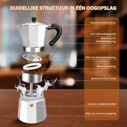 HEZIVO® Percolator Inductie - Espressomaker Gas - Koffiemaker - Espresso Maker - 150 ml — thumbnail 4