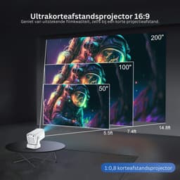 TopChoice® Mini Beamer - Home Cinema - Draagbare Projector - 4K 1080p - Wit — thumbnail 2