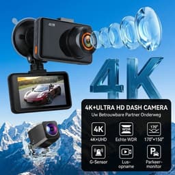 Fokelyi-Dashcam 4K -Dashcam Voor Auto- Wifi & GPS - Nachtzicht - Dual Dashcam - G-Sensor- Ultra 4K- incl. 64GB SD kaart — thumbnail 2