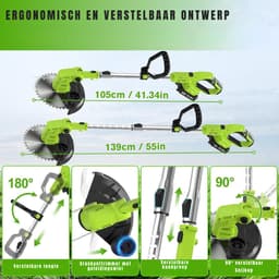 ZMR® Kantenmaaier - Grasmaaier - Accugrasmaaier - Groen - 136cm x 23cm x 13cm — thumbnail 5