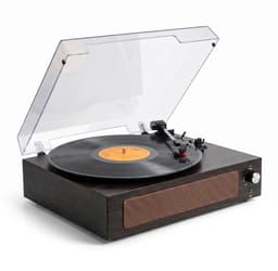 Vika Platenspeler - Met Bluetooth en Speakers - Vintage platenspeler - LP Speler - Bruin en Zwart - Draaitafel voor Vinyl - Met Hout — thumbnail 1