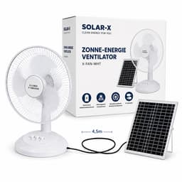 Zonne-energie Tafelventilator 30 cm (12 inch) | X-LUMIX X-Fan White | 15W Motor | 12W Zonnepaneel | 4000mAh Accu | Stil & Energiezuinig | Binnen & Buiten — thumbnail 1