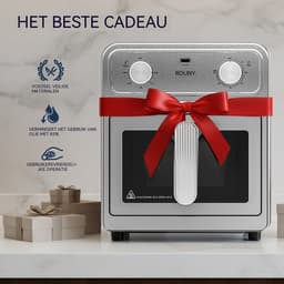 Airfryer Oven 6L-Roestvrijstalen Binnenruimte-Kijkvenster-Mechanische Knoppen-1700W-80-200℃-Met Bakrek-Zilver — thumbnail 5