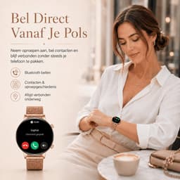 Cinturio Majestic – Gouden Smartwatch Dames – Bluetooth Bellen – AMOLED Scherm – Hartslagmeter – Slaapmonitor – 100+ Sportmodi – iOS & Android — thumbnail 5