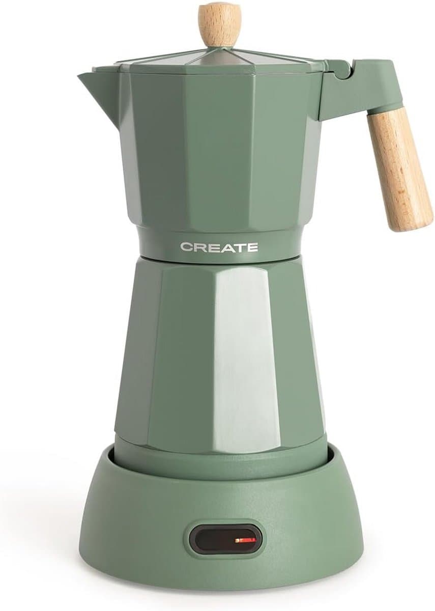 Elektrisch Koffiezetapparaat - Percolator Moka - Verse Koffie Maken - Warmteopslag Aluminium - 300 ml 6 Kopjes - Saliegroen — afbeelding 1