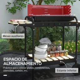 Roossentials houtskoolbarbecue - Barbecue - Grill - In hoogte verstelbaar - Met wielen - Met as opvanger - Zwart — thumbnail 2