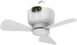 Draagbare Campingventilator 26.9 cm - Oplaadbare Tentventilator met LED-verlichting en Haak - Tijdgestuurde Automatische Uitschakeling - Afneembare Ventilatorbladen - Geschikt voor Tenten - Overkappingen Campers Veranda’s, Strand en Slaapkamers — thumbnail 1