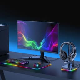 Hoofdtelefoonstandaard - Headset houder - Bureau organiseren - Met RGB verlichting - 10 x 10 x 10 mm - Roze — thumbnail 4