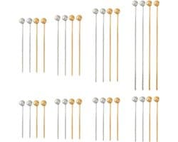 800 Stuks Messing Kopspelden in 8 Maten voor Kralen en Oorbellen - Gouden/Zilveren Ballen, 2mm