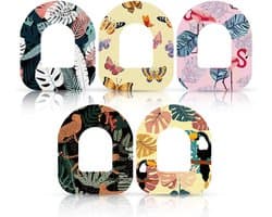 Tropische Waterdichte Hechtingen, 25 Stuks, 5 Stijlen Flora en Fauna, Ademend Overpatch Tape voor Sensoren, Geschikt voor Omnipod 5