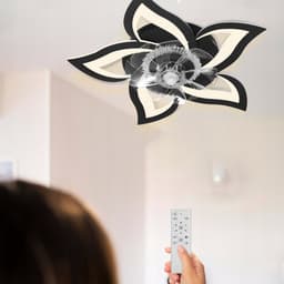 Slimme Plafondventilator met LED Lamp - 50W Energiezuinige Plafondlamp - Bediening via Afstandsbediening én App - Met Instelbare Windsnelheden-Zwart — thumbnail 4