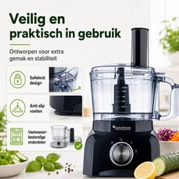 TurboTronic FP800 Foodprocessor - Keukenmachine - 1.2 Liter - 800W - Zwart — thumbnail 2