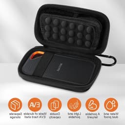 Draagbare harde schijf hoes voor 2.5 inch HDD/SSD, beschermende opslag tas voor 500GB, 1TB en 2TB schijven - Zwart — thumbnail 2