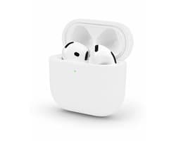 Enluxe Case geschikt voor Airpods 4 – Wit - Premium Siliconen Hoesje, Valbescherming & Spatwaterdicht, Draadloos Opladen Compatibel
