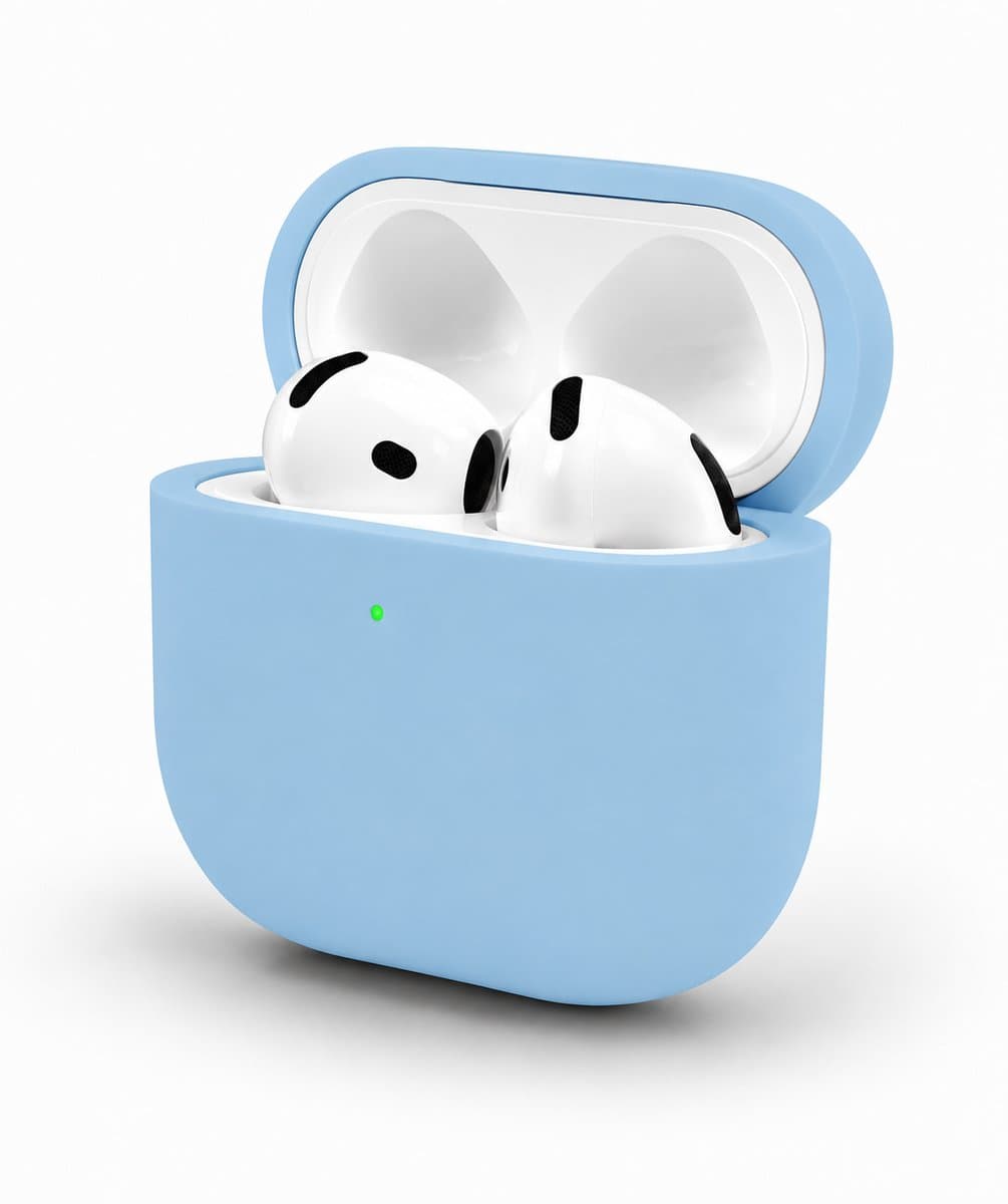Enluxe Case geschikt voor Airpods 4 – Baby Blauw - Premium Siliconen Hoesje, Valbescherming & Spatwaterdicht, Draadloos Opladen Compatibel — afbeelding 1