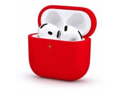 Enluxe Case geschikt voor Airpods 4 – Rood - Premium Siliconen Hoesje, Valbescherming & Spatwaterdicht, Draadloos Opladen Compatibel
