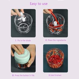 Mini Foodprocessor - Keukenmachine Hakker - Snel Ingrediënten Snijden - Draadloos USB Oplaadbaar - 250ml Capaciteit - Groen — thumbnail 2