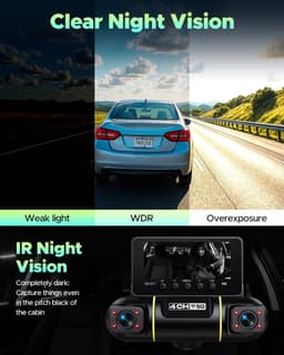 Dash Cam Auto - Auto Camera - Veilig Rijden - 4 Kanaals Opname - 360 Graden - Zwart — thumbnail 5