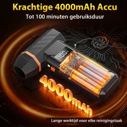 Grenintol - Elektrische Luchtblazer 2-in-1 - Draadloze Luchtblazer, Air Duster & Stofblazer - Mini Stofzuiger - 110.000 RPM - 4 Snelheden - 4000mAh Accu - Digitaal Display & LED Licht - Voor Computer, Auto, Thuis, Luchtbed, Bladeren en Sneeuw — thumbnail 4