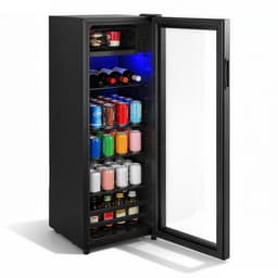 Mini koelkast - Drankenkoelkast - Met vriesvak - Compressor koelsysteem - 128L capaciteit - Voor kantoor en slaapkamer - 40x43,5x110,8cm - Zwart — thumbnail 1