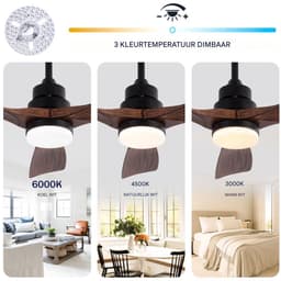 Plafondventilator-LED-42-Inch Met Afstandsbediening Walnoot Zwart DC Motor Stil Omkeerbaar Modern Boerderij Design — thumbnail 3