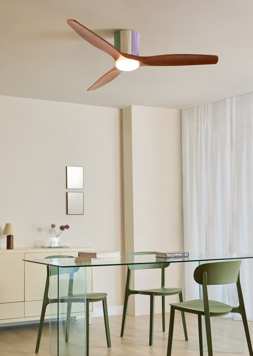 CREATE - Stille plafondventilator 100% hout 40W (Ø132cm) - Met licht LED - Afstandsbediening - 6 snelheden - Programmeerbaar - WIND CALM CUSTOM WOVEN — afbeelding 1