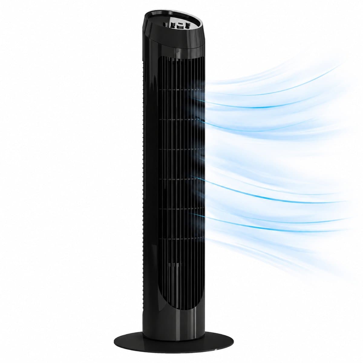 TEKROA® Torenventilator - Stille Staande Ventilator met 3 Snelheden - 70° Oscillatie 45W - Voor Woonkamer & Kantoor - Zwart — afbeelding 1
