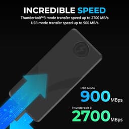 Externe SSD - Draagbare Opslag - Snelle Data Transfer - Thunderbolt 3 Snelheid - 2TB - Zwart — thumbnail 2