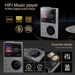 HiFi MP3-speler met Bluetooth, Lossless DSD DAC (FLAC), High-Resolution muziekspeler, draagbare audiospeler met 16 GB geheugenkaart, ondersteunt tot 256 GB, 2,4 inch — thumbnail 3