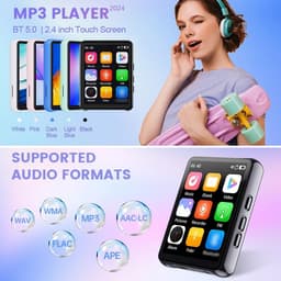 Bluetooth MP3-speler met touchscreen | 2,4" HD-display, 8 GB tot 128 GB opslag, BT 5.0, ondersteunt FLAC/MP3/WAV, FM-radio & e-reader (Wit，16 GB) — thumbnail 4