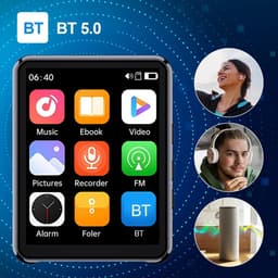 Bluetooth MP3-speler met touchscreen | 2,4" HD-display, 8 GB tot 128 GB opslag, BT 5.0, ondersteunt FLAC/MP3/WAV, FM-radio & e-reader (Wit，16 GB) — thumbnail 5