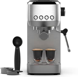 AIMASON CM1662 Halfautomatische Espressomachine - 1350W RVS Coffee Machine met Melkopschuimer - Semi-Automatische Snelle opwarming - 20-Bar Italiaanse Pomp - 1.3L Watertank - Kopjesverwarmer — thumbnail 1