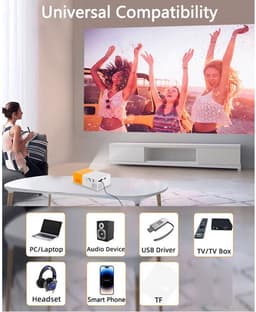 Dailygoods - Dailygoody - Projector - Draagbare thuisbioscoop - Mini beamer - Geel - 1080p Full HD - Geschikt voor smartphone, tablet en laptop - Compact ontwerp — thumbnail 4