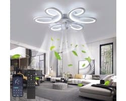 MUPOO Modern Plafondventilator met verlichting metApp & Afstandsbediening-Bloem - Dimbaar & 6 Snelheden- Winterstand & Stil -65cm Ventilator lamp Voor Woonkamer & Slaapkamer — afbeelding 1