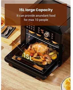 Airfryer oven - Hetelucht Friteuse - Air Fryer - 15L - Grote Inhoud - 12-in-1 - 1700W - App Bediening - 360° Luchtcirculatie - Touch Screen - Turbo Functie — thumbnail 2