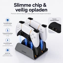 Sounix Oplaadstation geschikt voor PS5 Slim Controller - 2in1 charging station - PS5 accessoires - Grijs — thumbnail 4