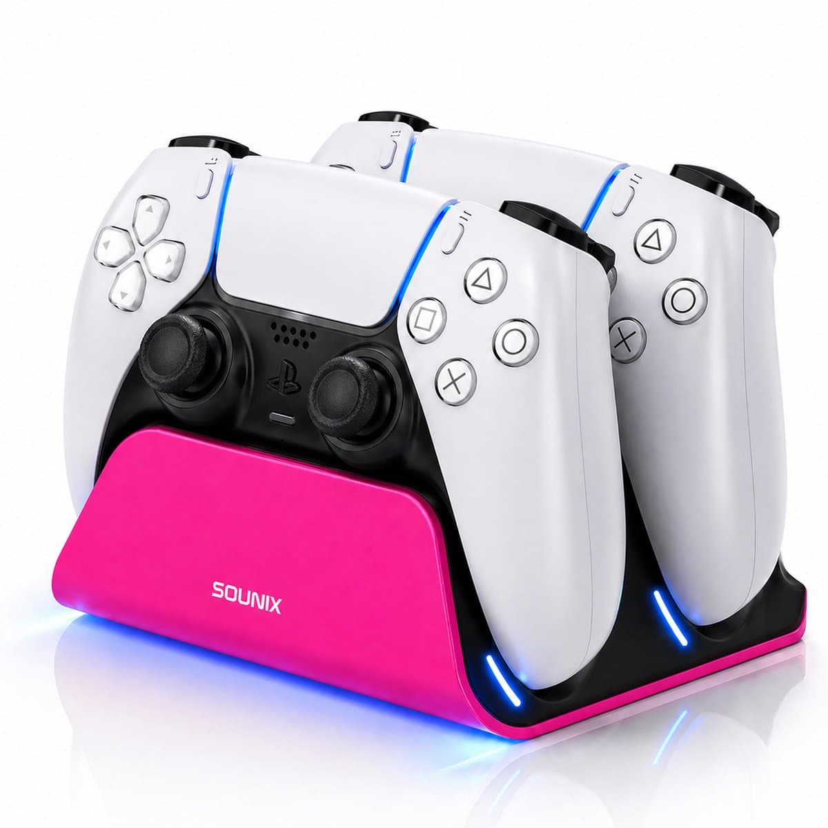 Sounix Oplaadstation geschikt voor PS5 Slim Controller - 2in1 charging station - PS5 accessoires - Roze — afbeelding 1