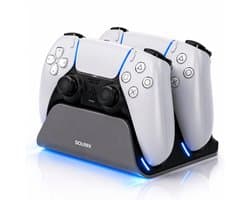 Sounix Oplaadstation geschikt voor PS5 Slim Controller - 2in1 charging station - PS5 accessoires - Grijs