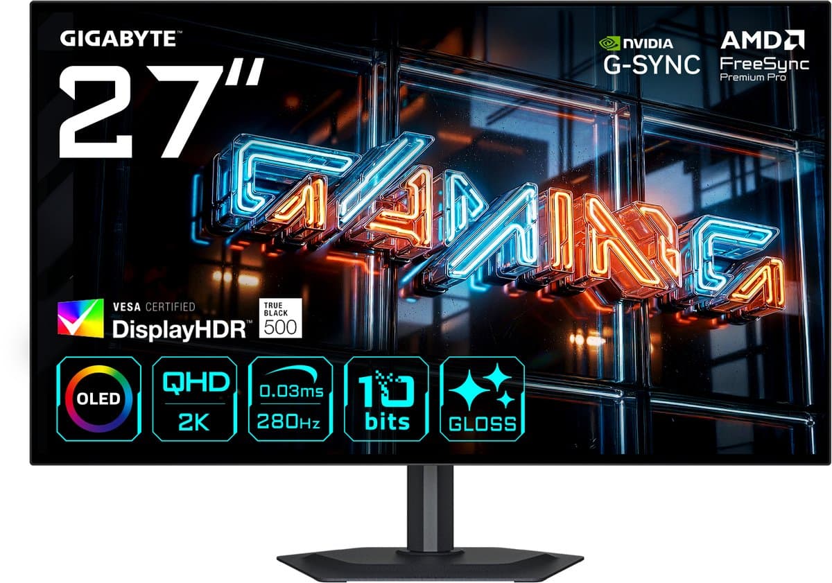 GIGABYTE MO27Q28GR computer monitor 68,6 cm (27") 2560 x 1440 Pixels Quad HD OLED Zwart — afbeelding 1