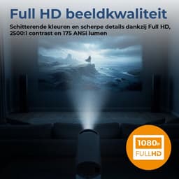 Mini Beamer + 32GB Micro SD Kaart - Full HD - Alles-in-één Smart TV Projector - 175 ANSI Lumen - Projector - Thuisbioscoop - Home Cinema -HDMI - USB-C - — thumbnail 5