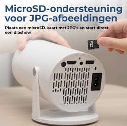 Mini Beamer + 32GB Micro SD Kaart - Full HD - Alles-in-één Smart TV Projector - 175 ANSI Lumen - Projector - Thuisbioscoop - Home Cinema -HDMI - USB-C - — thumbnail 4