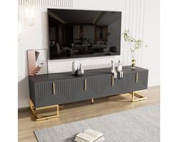 Tv-kast - Tv-meubel Lowboard - Opbergen Media - Gestructureerde Deur - 170x40x455cm - Grijszwart