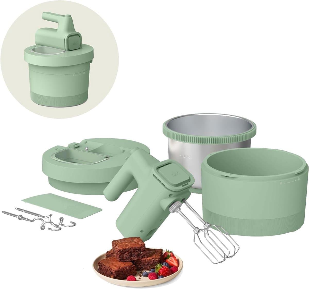 Elektrische Mixer - Keukenmachine Kom - Bakken en Klussen - 2-in-1 Hand en Stand - 35 Qt Capaciteit - Zeeglas — afbeelding 1