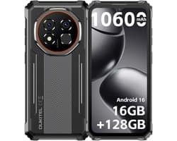 Rugged Smartphone - OUKITEL G6 2026 nieuw - 16GB RAM - 128GB ROM - 6,52 inch - 10600 mAh - Android 16 - IP68/IP69K Outdoor telefoon - NFC GPS - Zwart